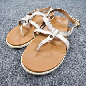 Vionic Amber White Leather Orthotic Sandals Women's 9M Adjustable Backstrap